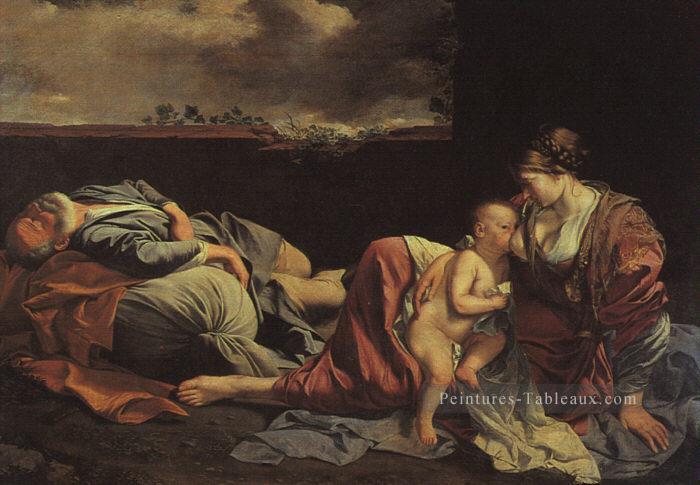 Repos sur le vol en Egypte Baroque peintre Orazio Gentileschi Peintures à l'huile